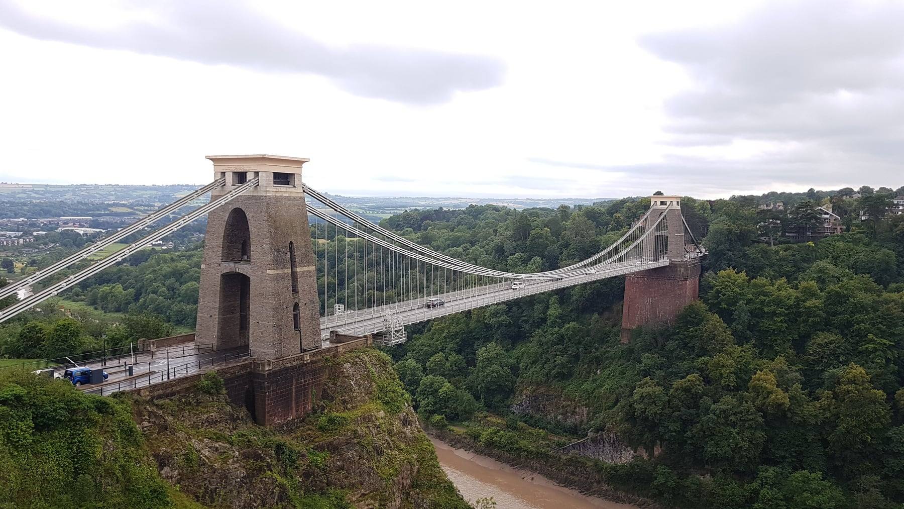 Clifton Suspension Bridge spanning the Avon Gorge in Bristol, the start of the Bristol to Gatwick route